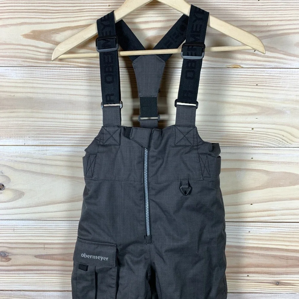 Obermeyer Snow Bib Overall Kids 5 I-Grow Gray Insulated Waterproof Ski Snowboard